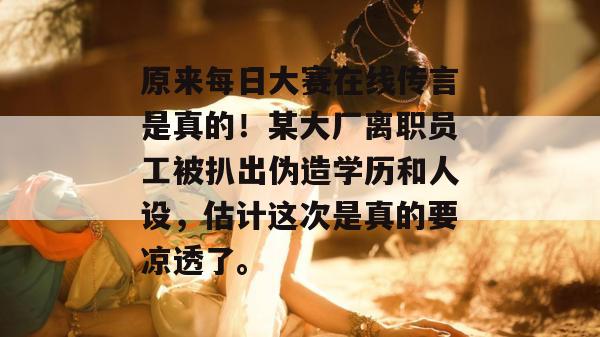 原来每日大赛在线传言是真的！某大厂离职员工被扒出伪造学历和人设，估计这次是真的要凉透了。